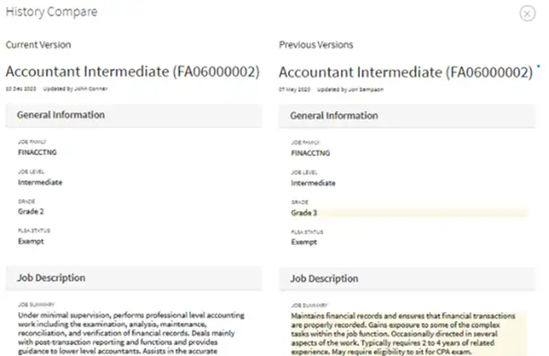 Compare job iterations
